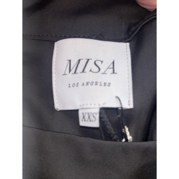 Misa Los Angeles Filippa Pants Black Satin Wide Leg High Waist Trousers XXS - Picture 4 of 4